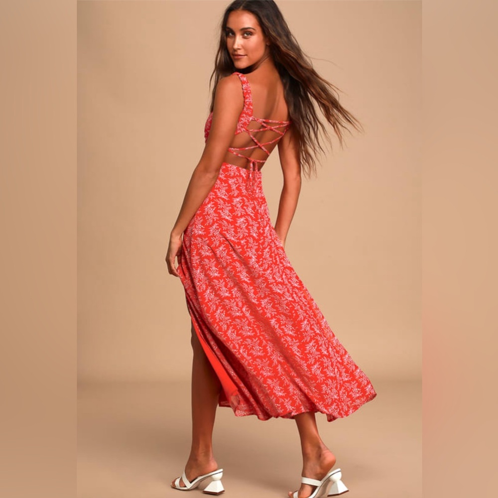 Backless red dress